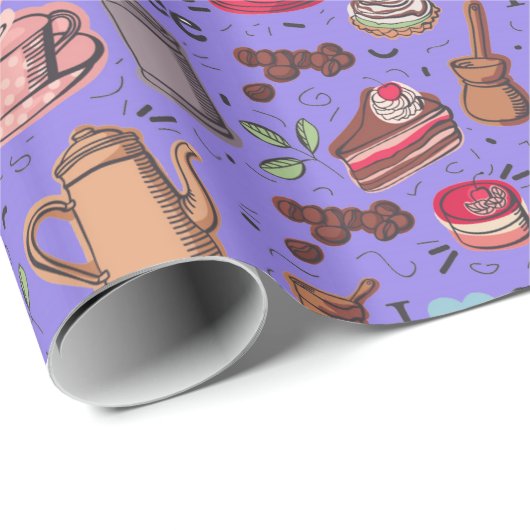 Cute Coffee en Cakes Design Cadeaupapier (Rol Hoek)