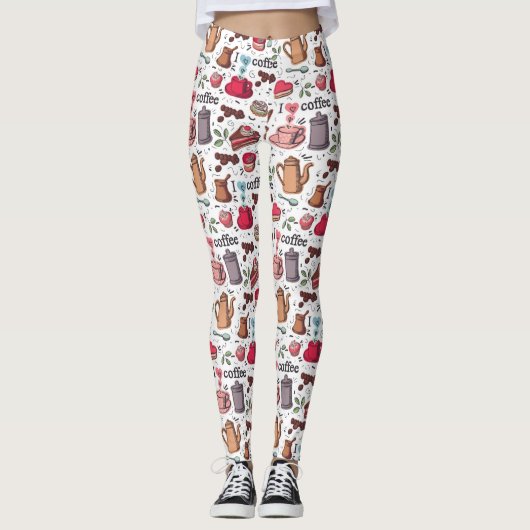 Cute Coffee en Cakes Design Leggings (Voorkant)