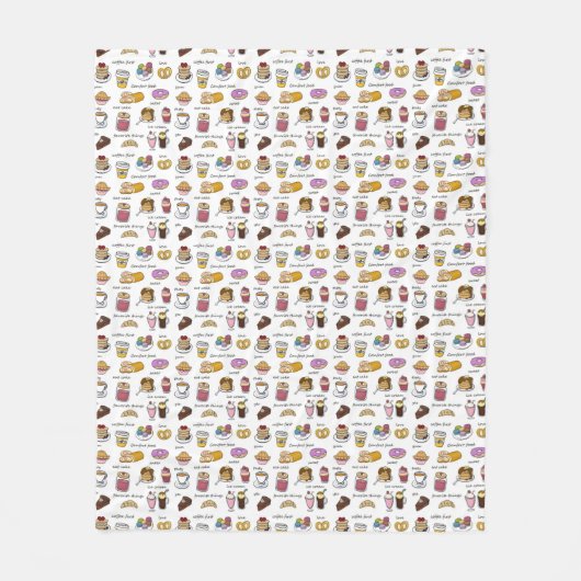 Cute Coffee en Comfort Food Illustrated Pattern Fleece Deken (Voorkant)