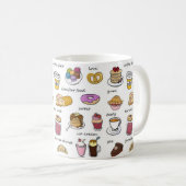 Cute Coffee en Comfort Food Illustrated Pattern Koffiemok (Voorkant rechts)