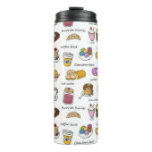 Cute Coffee en Comfort Food Illustrated Pattern Thermosbeker (Voorkant)