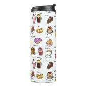 Cute Coffee en Comfort Food Illustrated Pattern Thermosbeker (Gedraaid links)