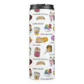 Cute Coffee en Comfort Food Illustrated Pattern Thermosbeker (Achterkant)