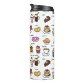 Cute Coffee en Comfort Food Illustrated Pattern Thermosbeker (Geroteerd rechts)