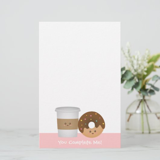 Cute Coffee en Donut... Briefpapier (Staand voorkant)