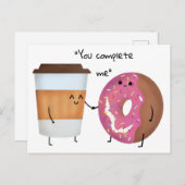 Cute Coffee en Donut Complete Couple Briefkaart (Voorkant / Achterkant)