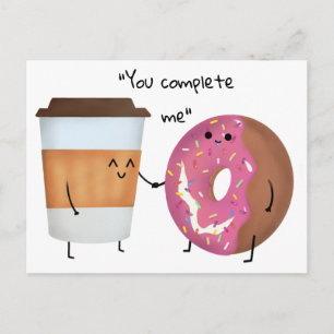 Cute Coffee en Donut Complete Couple Briefkaart