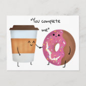 Cute Coffee en Donut Complete Couple Briefkaart (Voorkant)