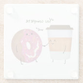 Cute Coffee en Donut Complete Couple Glazen Onderzetter (Achterkant)