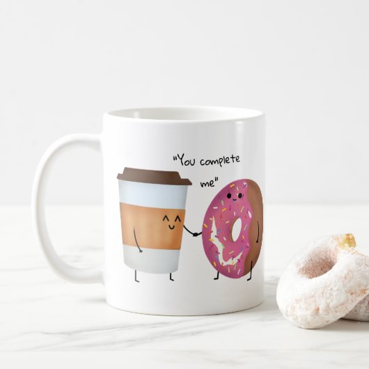 Cute Coffee en Donut Complete Couple Koffiemok (Met donut)