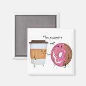Cute Coffee en Donut Complete Couple Magneet (Voorkant / Achterkant)