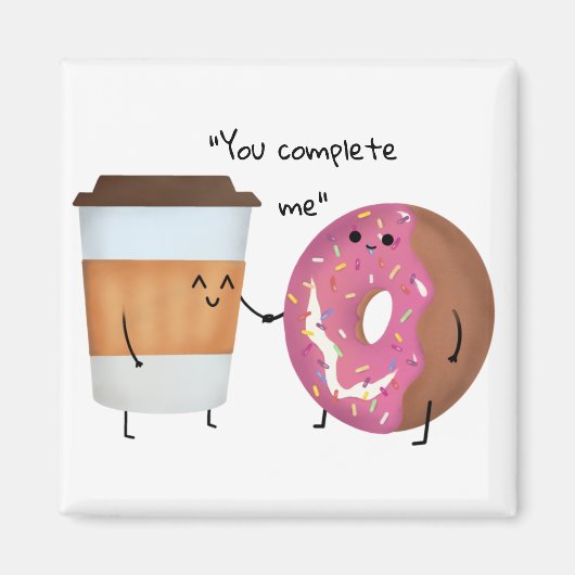 Cute Coffee en Donut Complete Couple Magneet (Voorkant)