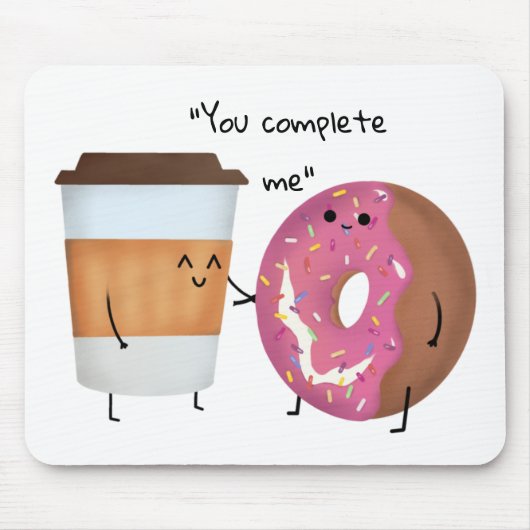 Cute Coffee en Donut Complete Couple Muismat (Voorkant)