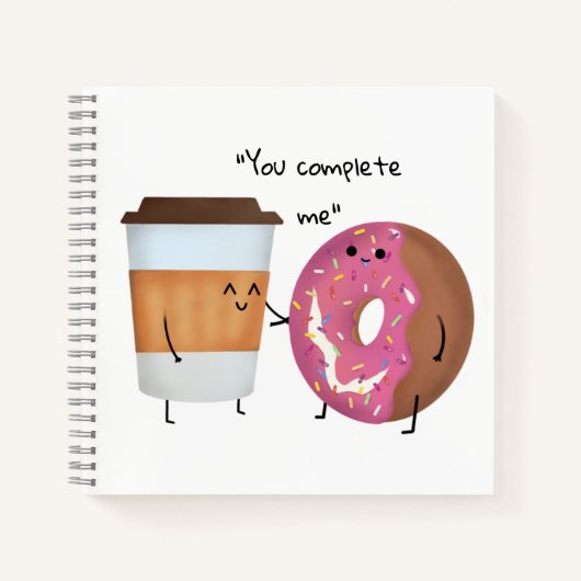 Cute Coffee en Donut Complete Couple Notitieboek (Voorkant)