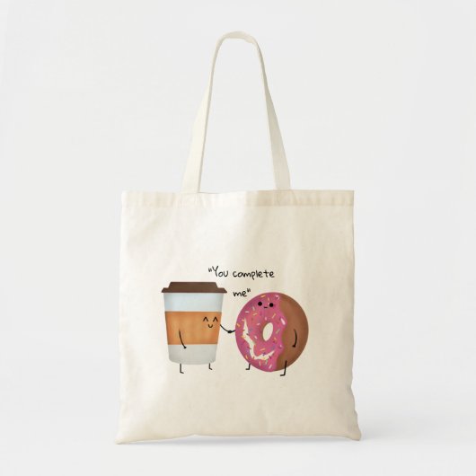 Cute Coffee en Donut Complete Couple Tote Bag (Voorkant)
