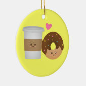 Cute Coffee en Donut in Love, Perfect Pair Keramisch Ornament (Rechts)