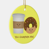 Cute Coffee en Donut in Love, Perfect Pair Keramisch Ornament (Rechts)
