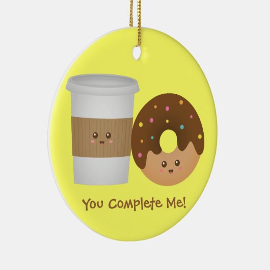 Cute Coffee en Donut in Love, Perfect Pair Keramisch Ornament (Rechts)