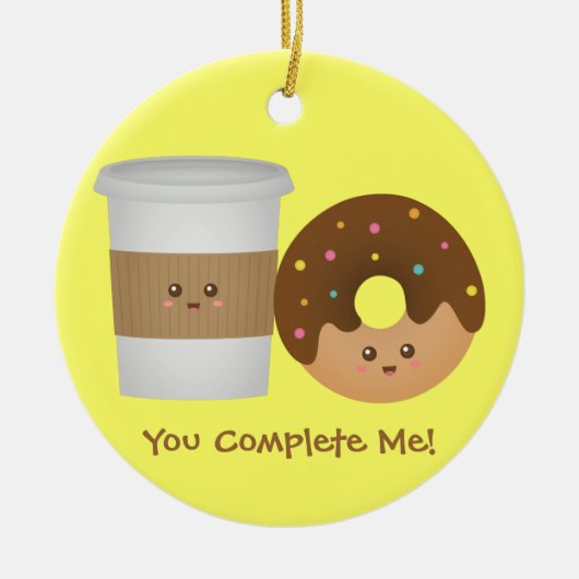 Cute Coffee en Donut in Love, Perfect Pair Keramisch Ornament (Voorkant)