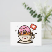 Cute Coffee en Donut Love Briefkaart (Staand voorkant)