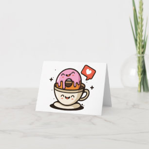 Cute Coffee en Donut Love Kaart