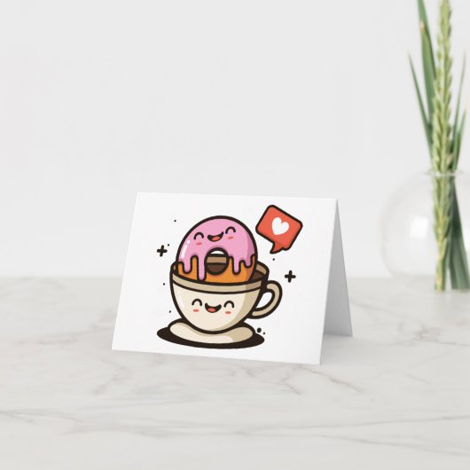 Cute Coffee en Donut Love Kaart (Voorkant)