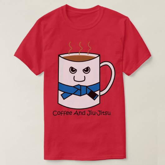 Cute Coffee en Jiujitsu Mok Blue Belt T-shirt (Design voorkant)