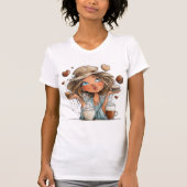 Cute Coffee Girl & Macarons – Whimsical Aesthetic  T-shirt (Voorkant)