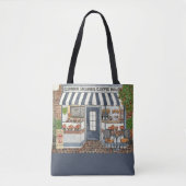 Cute Coffee House Storefront Waterverf Canvas tas (Voorkant)