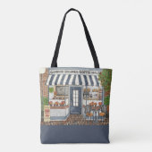Cute Coffee House Storefront Waterverf Canvas tas (Achterkant)