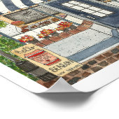 Cute Coffee House Storefront Waterverf Poster (Hoek)