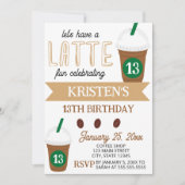 Cute Coffee Latte Birthday Invitation Kaart (Voorkant)