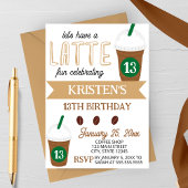 Cute Coffee Latte Birthday Invitation Kaart