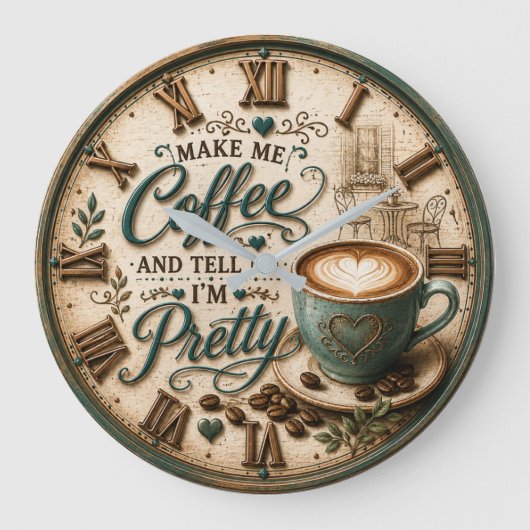 Cute Coffee Lover Grote Klok (Voorkant)