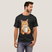 Cute Coffee Lover Kat T-Shirt – Grappige Kat die K (Voorkant volledig)