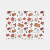 Cute Coffee Lovers Caffeine ThMED Kawaii Pattern Fleece Deken (Voorkant (Horizontaal))