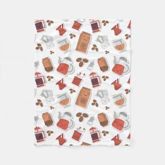 Cute Coffee Lovers Caffeine ThMED Kawaii Pattern Fleece Deken (Voorkant)