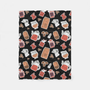 Cute Coffee Lovers Caffeine ThMED Kawaii Pattern Fleece Deken