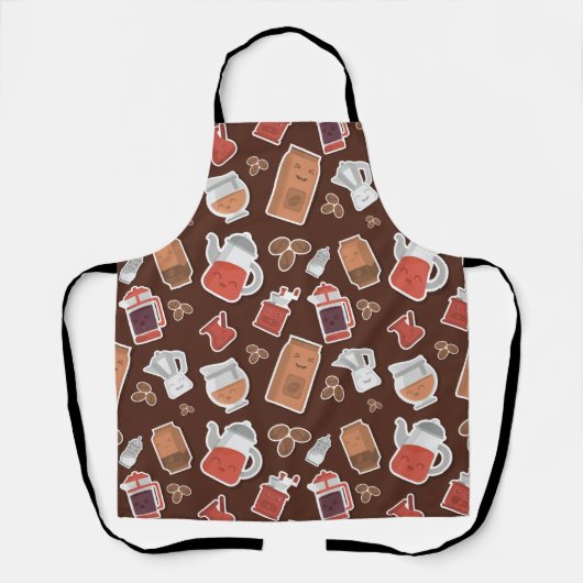 Cute Coffee Lovers Caffeine ThMED Kawaii Pattern Schort (Voorkant)
