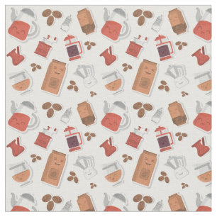 Cute Coffee Lovers Caffeine ThMED Kawaii Pattern Stof