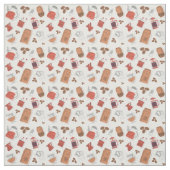 Cute Coffee Lovers Caffeine ThMED Kawaii Pattern Stof (Swatch)