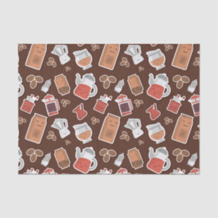 Cute Coffee Lovers Caffeine ThMED Kawaii Pattern Tissuepapier