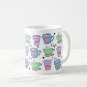 Cute Coffee Lovers Container Drawings Pattern Koffiemok (Voorkant rechts)