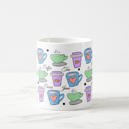 Cute Coffee Lovers Container Drawings Pattern Koffiemok (Center)
