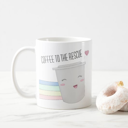 Cute Coffee Lovers Superheld Rainbow Koffiemok (Met donut)