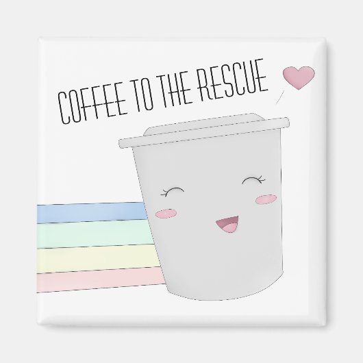 Cute Coffee Lovers Superheld Rainbow Magneet (Voorkant)