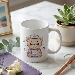 Cute Coffee-Loving Nurse Teddy Bear  Koffiemok