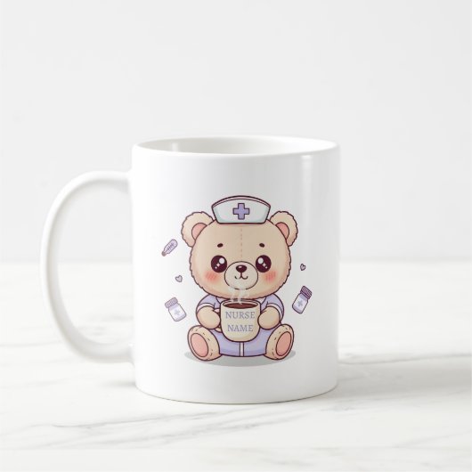 Cute Coffee-Loving Nurse Teddy Bear  Koffiemok (Links)