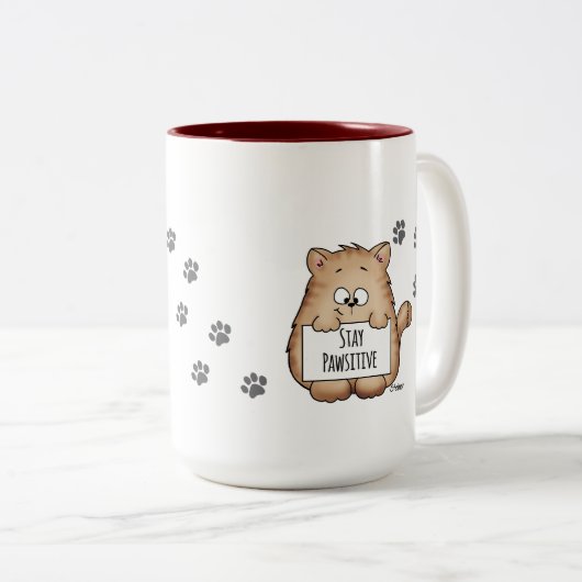 Cute Coffee Mok met Cat - Blijf rustig! (Voorkant rechts)