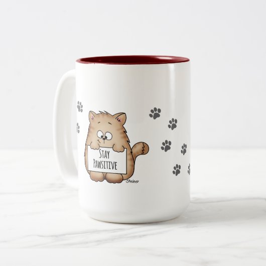 Cute Coffee Mok met Cat - Blijf rustig! (Voorkant links)